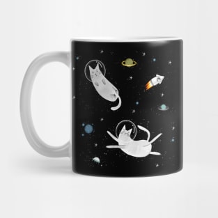 Cats in space. Cute typographi print with cats astronaut. Mug